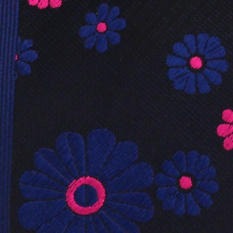 Corbata Estrecha Estampado Flores Azul
