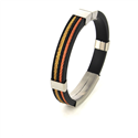 Pulsera Acero y Caucho Negro y Dorado