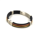 Pulsera Acero y Caucho Negro y Dorado