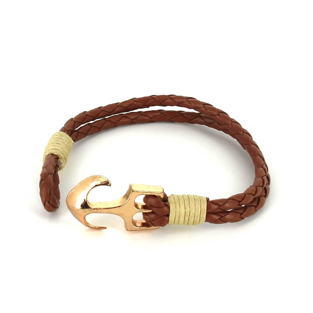 Pulsera Trenzada Cuero con Ancla