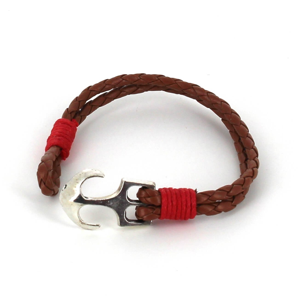 Pulsera Trenzada Cuero con Ancla
