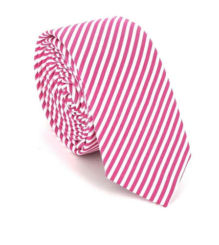 Cravatta a righe bianche e fucsia
