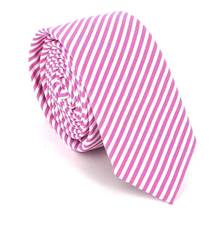 Cravatta a righe bianche e rosa