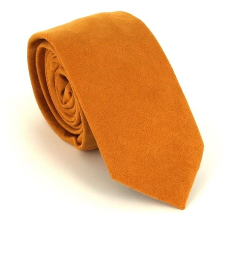 Cravatta Sottile in Camoscio Giallo Ocra