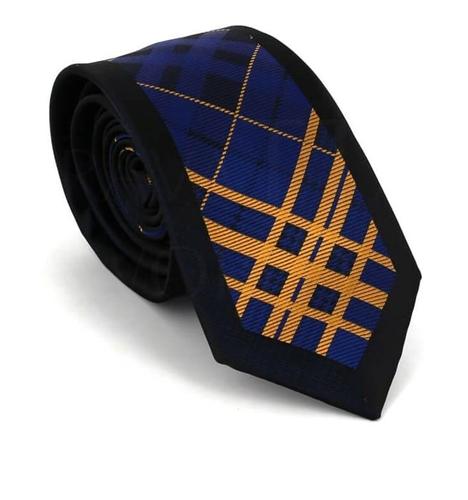 Cravatta Stretta con Disegno Geometrico Tricolore