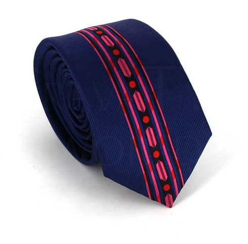 Cravatta Stretta a Righe Verticali Blu