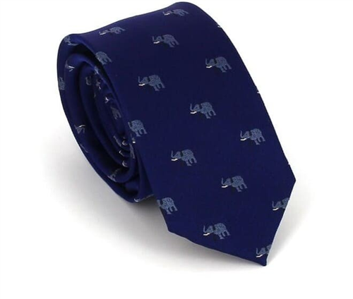 Cravatta Slim Elefanti Blu