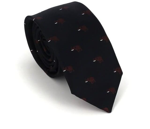 Cravatta Slim Elefanti Nera