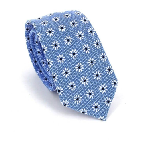 Cravatta Stretta Stampata Floreale Blu