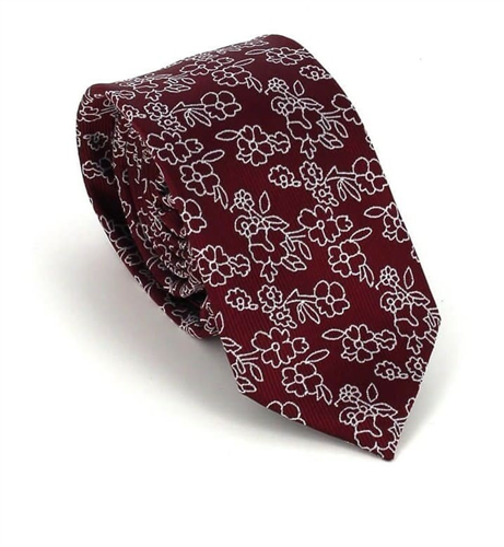Cravatta Slim Fiori Bordeaux