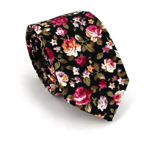 Cravatta Slim Fiori Nera