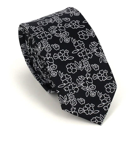 Cravatta Slim Fiori Nera