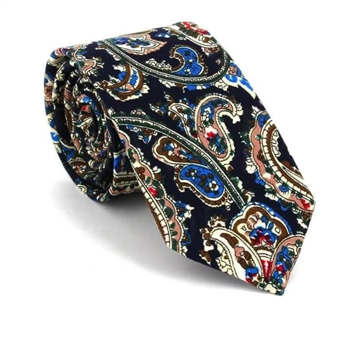 Cravatta Stretta Paisley Blu Scuro