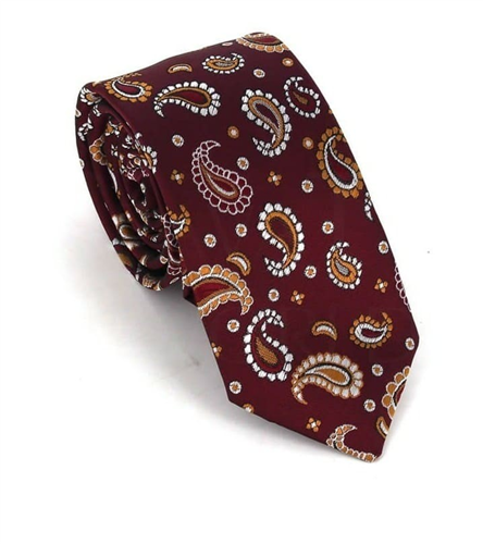 Cravatta Stretta Paisley Borgogna