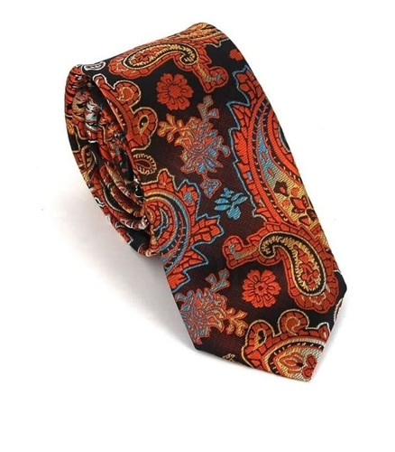 Cravatta Stretta Paisley Arancione