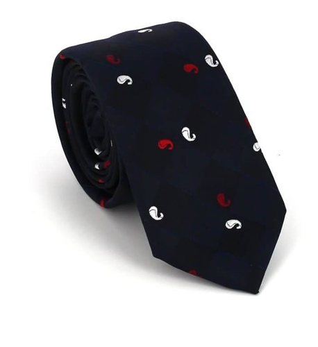 Cravatta Stretta Paisley Nera