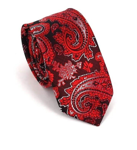 Cravatta Stretta Paisley Rossa