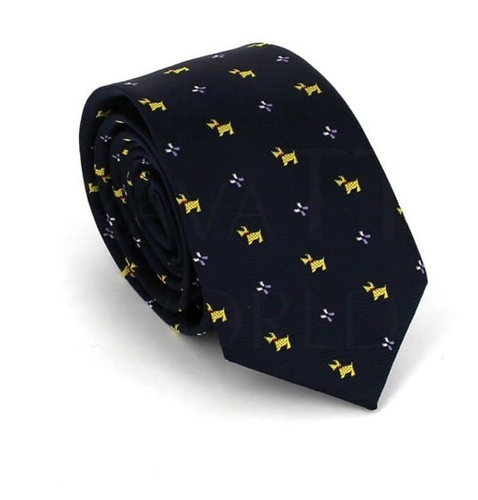 Cravatta Slim con Stampa a Pois Blu Navy