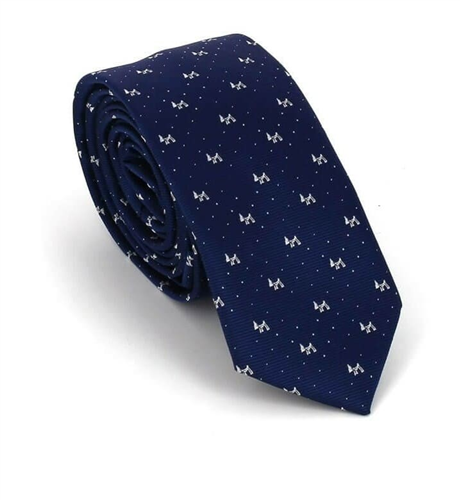 Cravatta Slim a Pois Blu Navy e Bianca