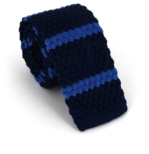 Cravatta a pois blu a righe blu