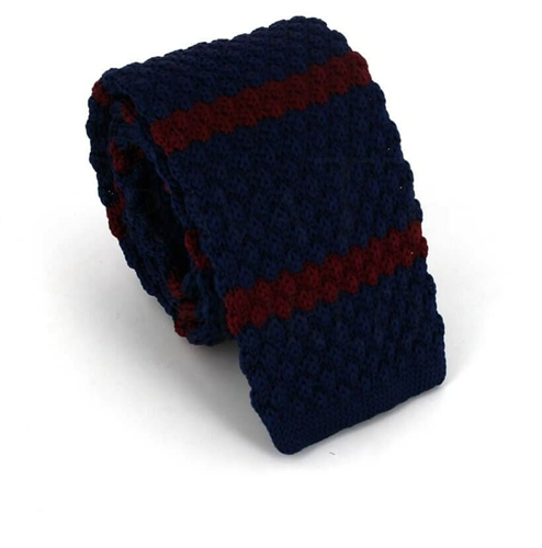 Cravatta a pois blu a righe granata