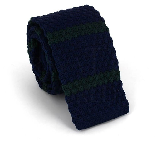 Cravatta a pois blu con righe verdi