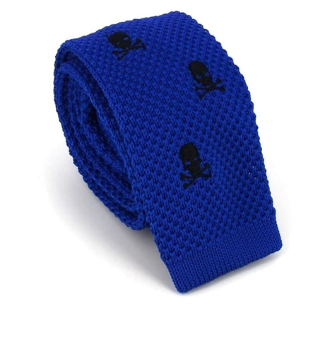 Cravatta a pois teschio blu