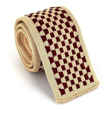 Cravatta a pois beige e bordeaux