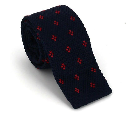 Cravatta a pois stampata blu e rossa