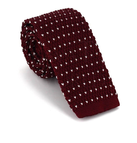 Cravatta a pois bordeaux con pois bianchi