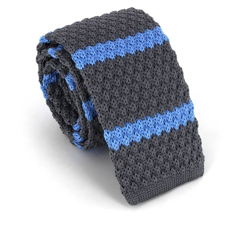 Cravatta a pois grigio con righe blu
