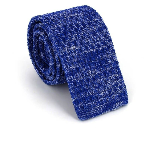 Cravatta a pois mélange blu e bianca