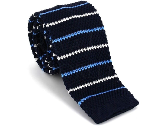 Cravatta a righe a pois blu scuro