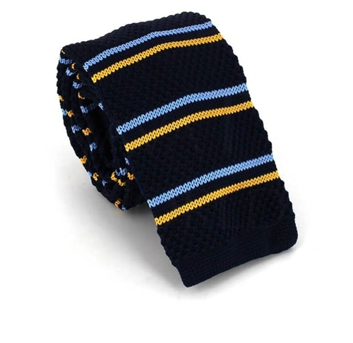 Cravatta a righe a pois blu scuro