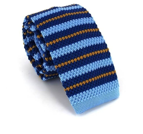 Cravatta a righe a pois blu e gialli