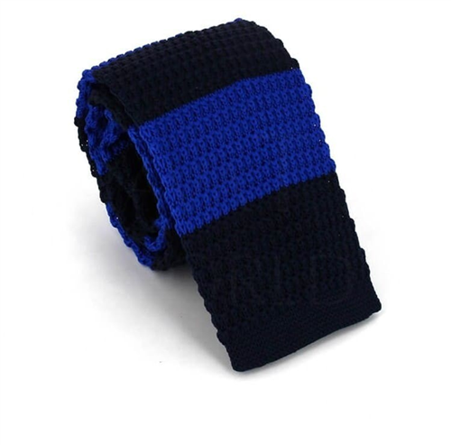 Cravatta a righe a pois blu e blu scuro