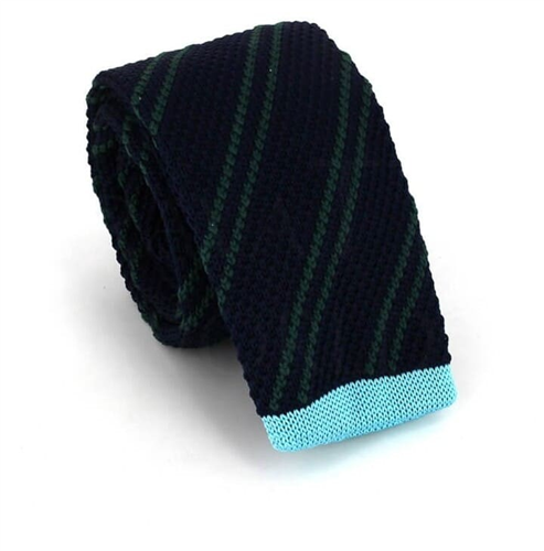 Cravatta a righe diagonali a pois blu e verde