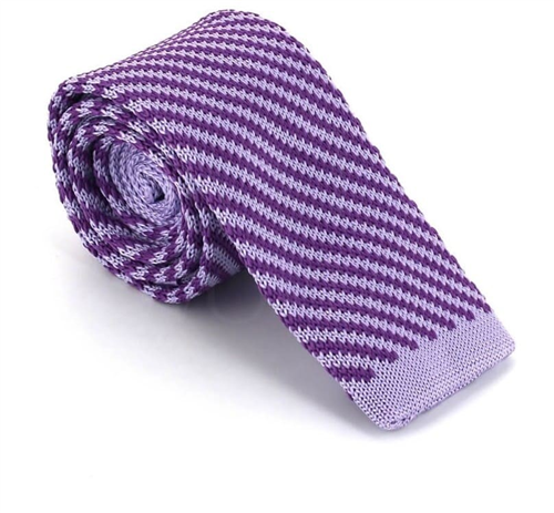 Cravatta a righe diagonali a pois viola e lilla