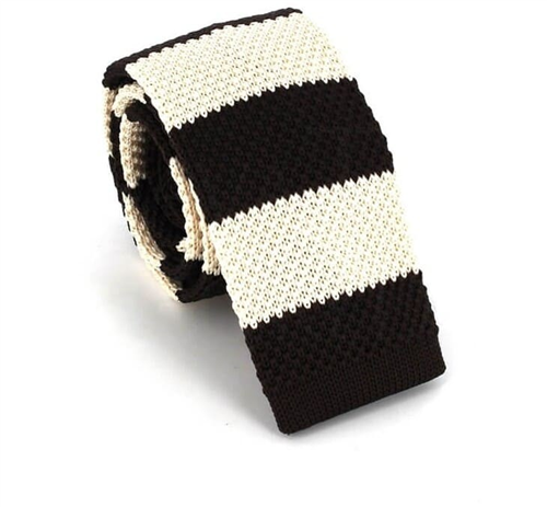 Cravatta a righe marrone e beige