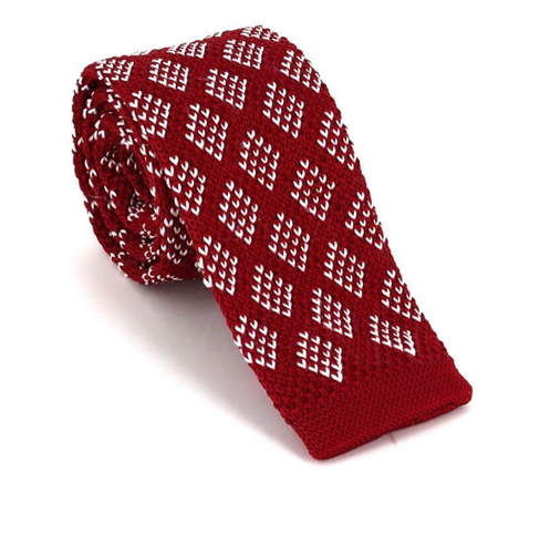 Cravatta a pois rossa stampata con rombi