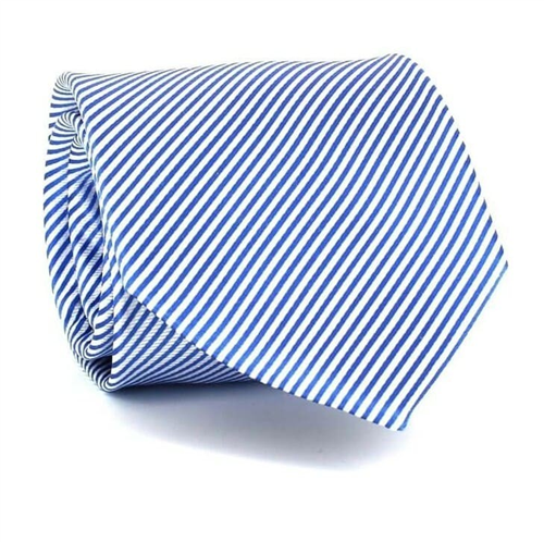 Cravatta a righe blu e bianche