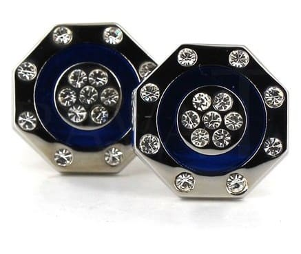 Gemelli smaltati blu con brillanti