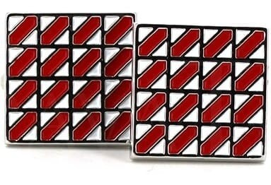Gemelli smaltati quadrati rosso e bianco