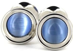 Gemelli smaltati a doppia sfera blu chiaro