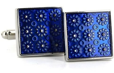 Gemelli smaltati floreali blu