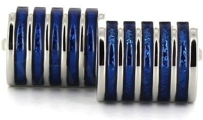 Gemelli a righe smaltati blu