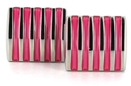 Gemelli a righe rosa smaltati