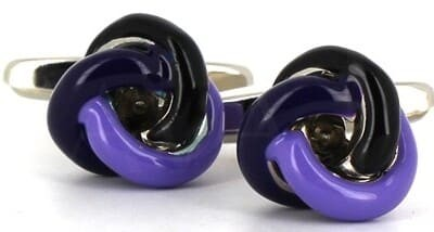 Gemelli a nodo tricolore nero e viola