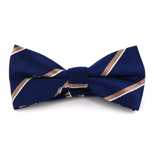 Papillon a Righe Blu con Righe Dorate e Bianche