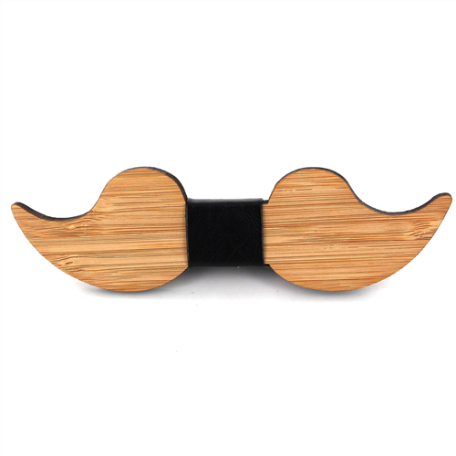 Papillon in Bambù con Baffi e Cuoio